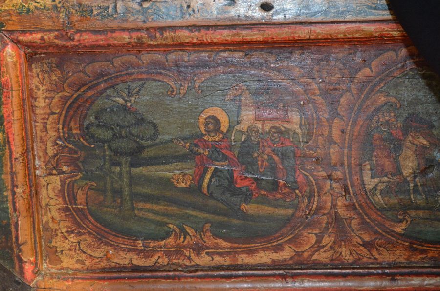 Свети Јован Владимир се моли под дубом (сцена са кивота са његовим моштима)